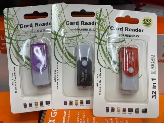 Leitor de Cartão de Memória USB 2.0 All in One SD, Micro SD, TF, MMC
