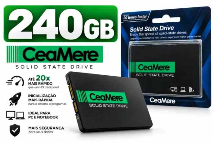 SSD SATA 240GB Ceamere | Alta Velocidade de Leitura e Gravação | Com Garantia | Entrega Rá