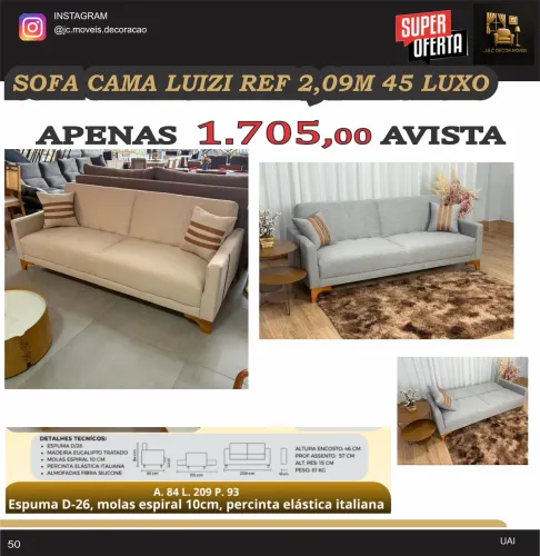 SOFÁ CAMA LUIZI LINHO 