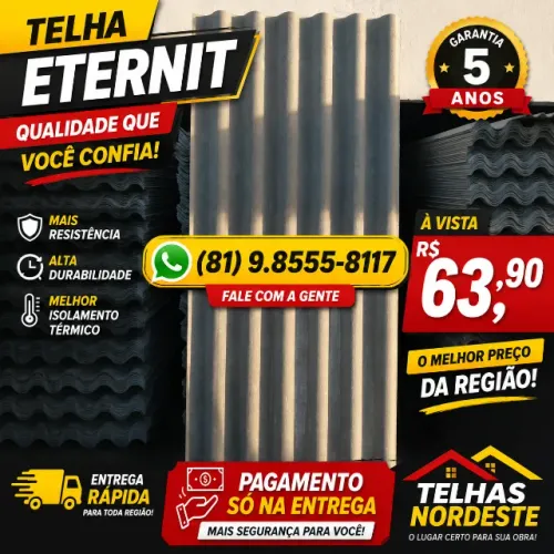 Telha Fibrocimento 2,44m x 1,10m / 5mm (Promoção)