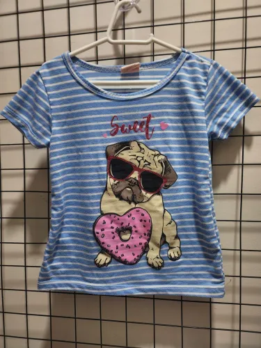 Blusa azul cachorro pug