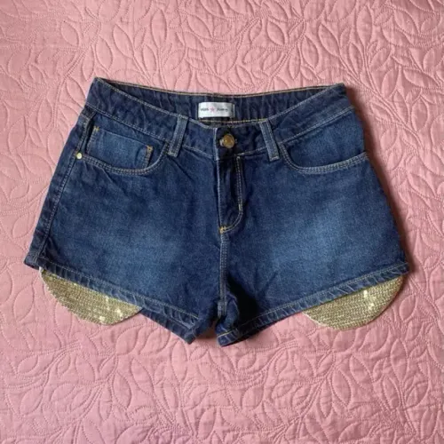 Short jeans infantil feminino (Tamanho 14) (Marca Miss Young)