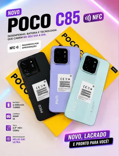 Poco c85 NFC 4G 256/8 Preto Lacrado Entregamos Grátis