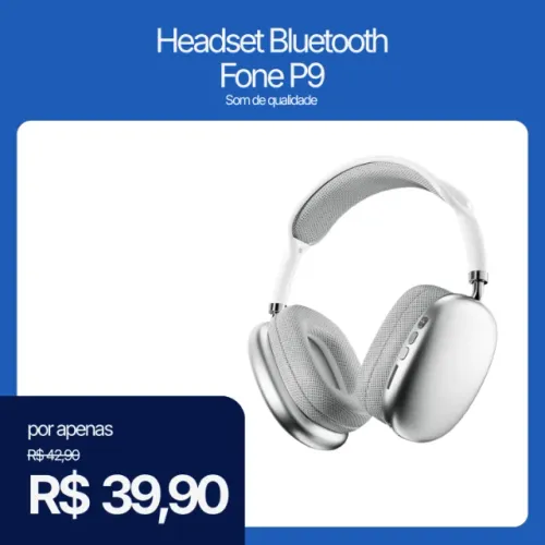 Fone Bluetooth Headset P9 TWS Som Alto e Bateria Boa