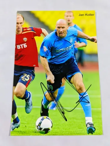 Foto Autografada da Lenda Jan Koller ex Dortmund e República tcheca com foto comprovando 