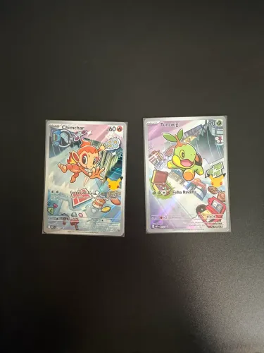 Carta pokémon Parceiros iniciais chimchar e turtwig