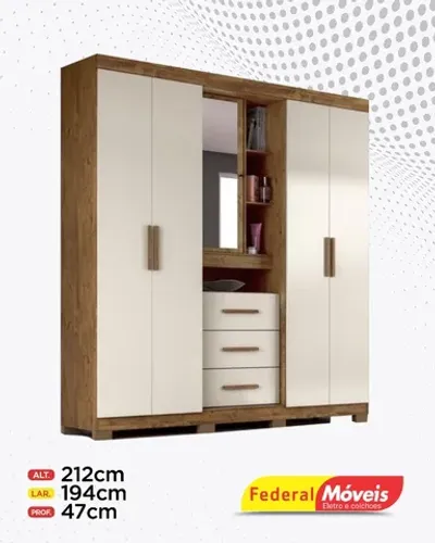 Guarda Roupa 4 Portas 3 Gavetas Direto da Fabrica Promoção