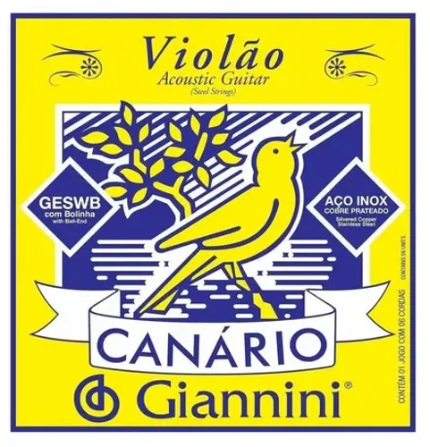 Cordas Violão Giannini Canário Aço C/ Bolinha - Aco-Geswb 648 mm / 25 1/2