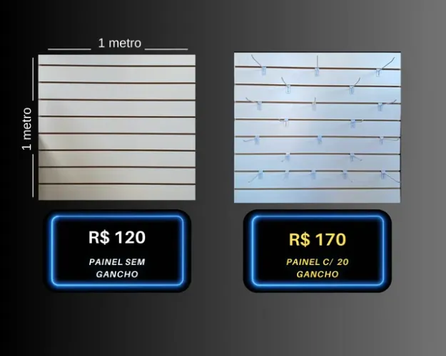 Painel expositor 1 metro X 1 metro altura (canaletado) Novo.