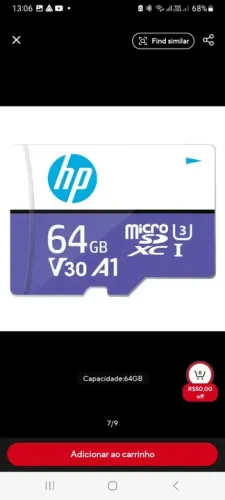 Cartão de memoria HP 64GB Micro SDXC V30 A1