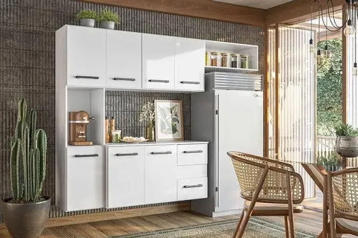 Cozinha completa 7 portas Juliette cor branca - FRETE GRÁTIS