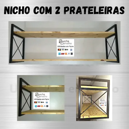 Nicho Industrial 2 Prateleiras 1,20x0,40x0,30- Sob Encomenda