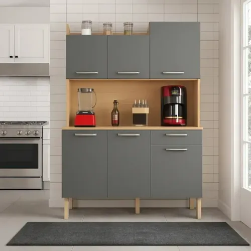Armário de Cozinha Gênova Freijo/Gris (a pronta entrega)