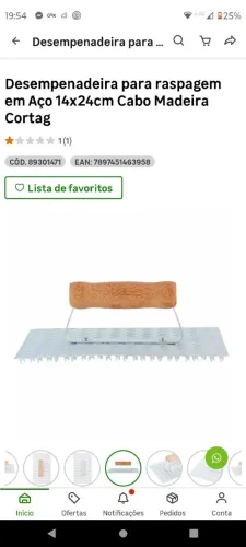 Desempenadeira para raspagem em Aço 14x24cm Cortag