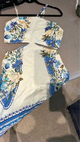 Vestido FARM P Branco com Detalhes Vazados