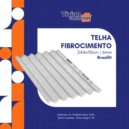 Telha de Fibrocimento 6mm 244x110cm Brasilit 
