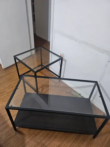 Mesa dupla de vidro