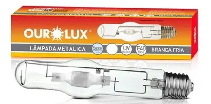 LAMPADA VAPOR METALICO 400W E-40 TUBOLAR 5000K OUROLUX