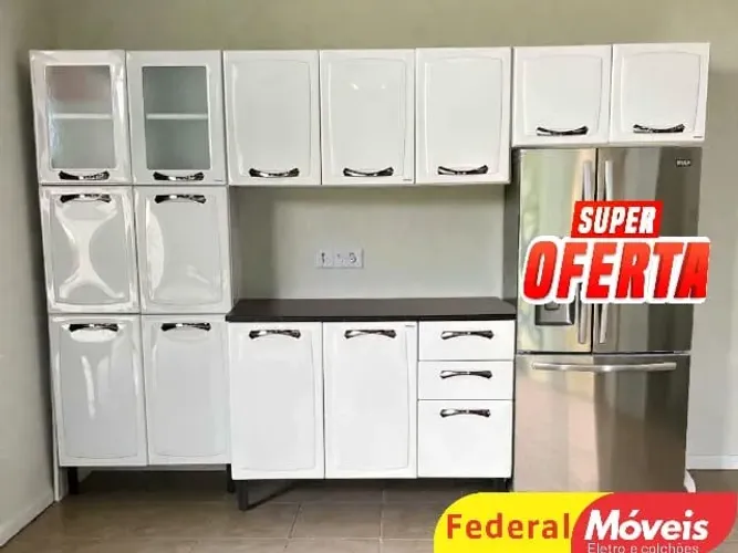 Armário Cozinha em aço OFF WHITE (Temos Crediário)