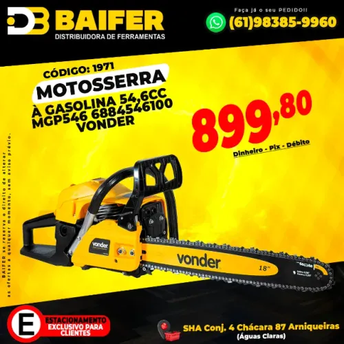 Motosserra à Gasolina 54,6cc MGP546  * Vonder