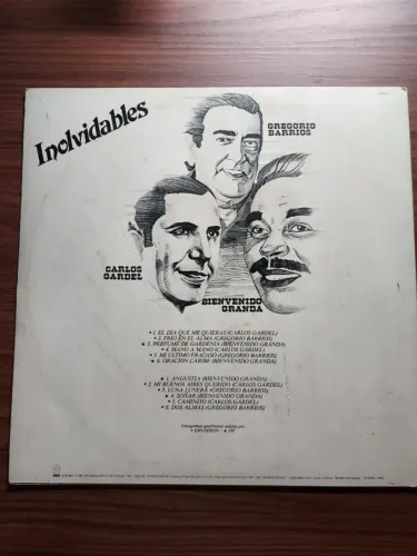 Disco vinil: Inolvidables com Gregorio Barrios, Carlos Gardel, Bienvenido Granda