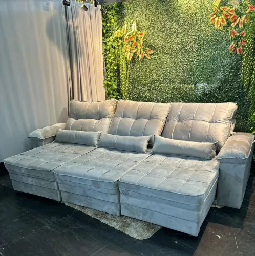 Sofá Modular Cinza Confortável e Elegante