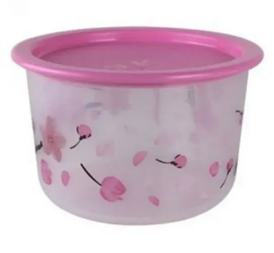 Pote com Tampa Rosa Decorado com Flores Tupperware 