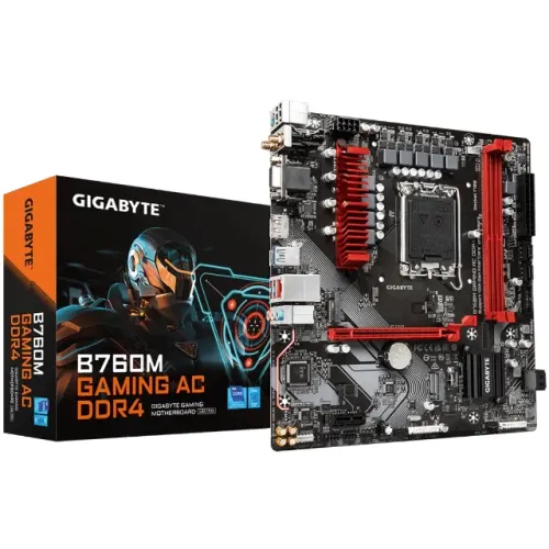 Placa Mãe Gigabyte B760M Gaming AC DDR4, Intel LGA 1700, DDR4, Wi Fi, Nova, Lacrada