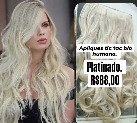 Aplique loira longo e ondulada