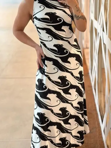 Promoção Vestido cruzado pantera farm M/G novo