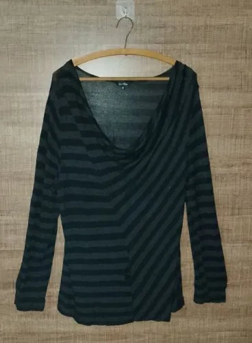 Blusa feminina listrada manga longa Tam GG Le Clos