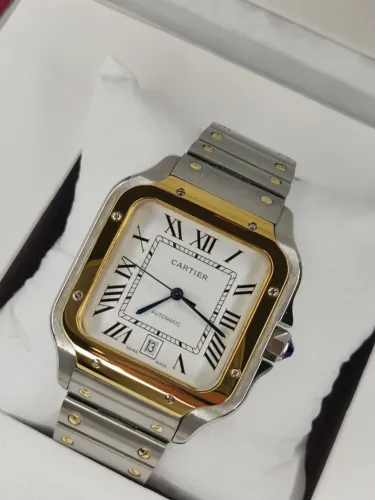 Relógio Cartier Santos Prata/Dourado Dumont 40mm automático RECEBEU VOCE PAGA EM 10X