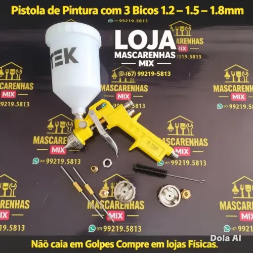 Pistola de Pintura Gravidade 600ml com 3 Bicos Cod:024