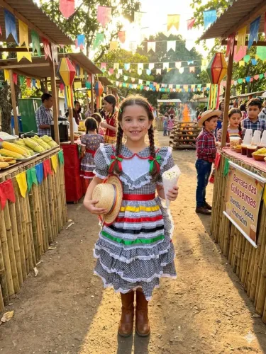 Vestido infantil de quadrilha 6~8 anos junino arraial 