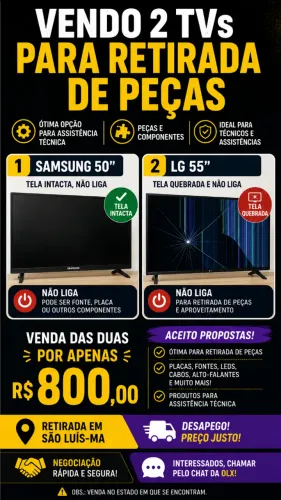 Duas TV's LG 55 polegadas e Samsung 50 polegadas - COM DEFEITO