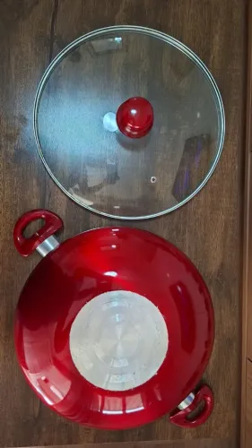 Panela Caçarola Cerâmica Grande 30cm com Tampa de Vidro