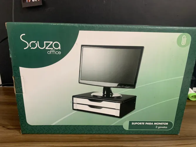 Suporte para monitor 2 gavetas preto novo