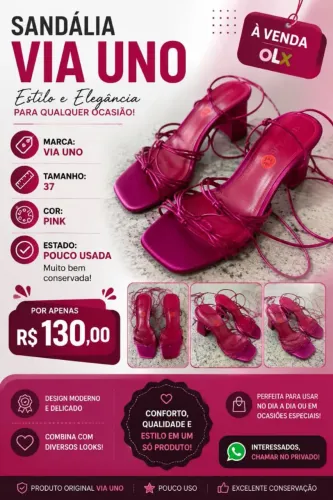SANDÁLIA PINK VIA UNO POUCO USADA