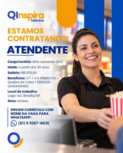 VAGA DE ATENDENTE DE CINEMA