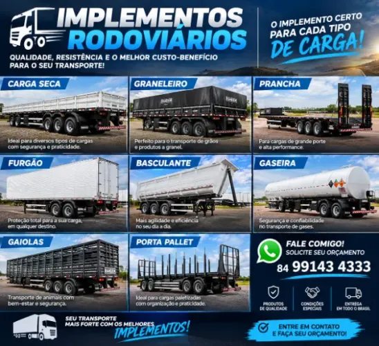 Implementos Rodoviários Caçamba Basculante carga seca bau