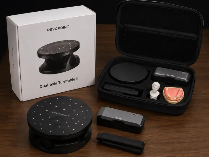 Scanner odontológico profissional Revopoint MINI 2 + Mesa Dual-Axis Turntable II