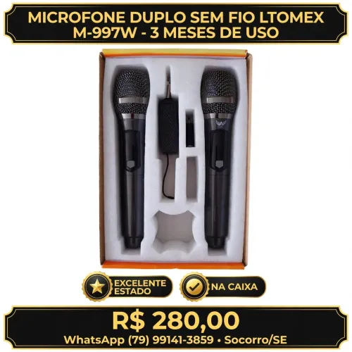 MICROFONE DUPLO SEM FIO LTMEX M-997W COM APENAS 3 MESES DE USO