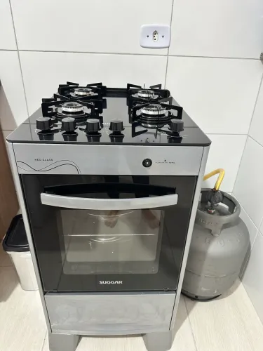 Fogão 4 bocas com mesa de vidro 