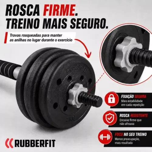 Conjunto De Halter Kit Peso Emborrachado 40kg Musculação