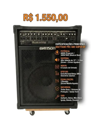 Caixa de som Wattsom PRC 600 Super EF - Potência e Versatilidade! 