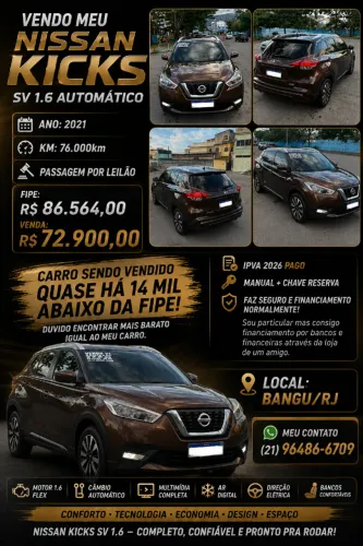 Nissan Kicks SV 1.6 16V Flexstar 5P Aut. 2021
