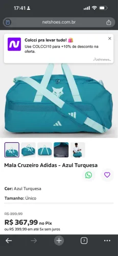 Bolsa viagem adidas Cruzeiro