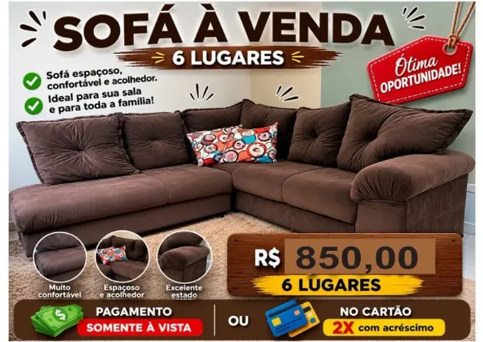 SOFÁ 6 LUGARES SUPER CONFORTAVEL.