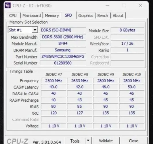 2 Memórias RAM 8gb cada Zilia DDR5 SODIMM (Notebook) - 16Gb (2x8Gb) 5600 MHz, 1.1v