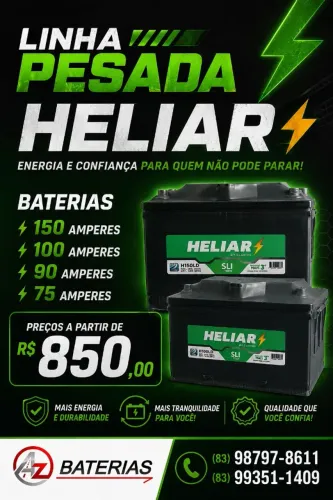 Linha Pesada Baterias 75,90,100 e 150 amperes Heliar